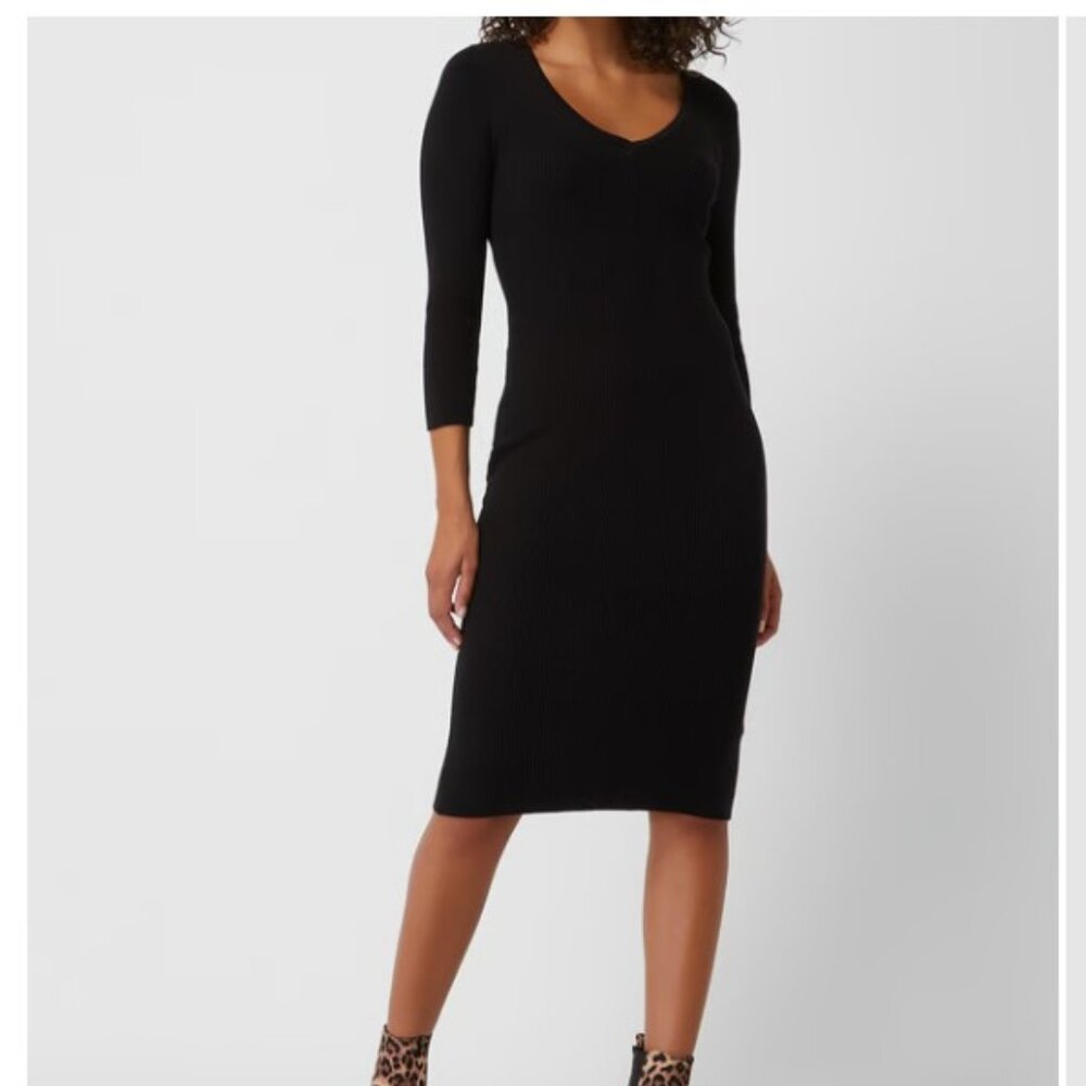 DKNY JEANS Knitted dress with ribbed structure in black large